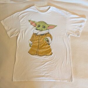 White T-Shirt with Baby Yoda Graphic